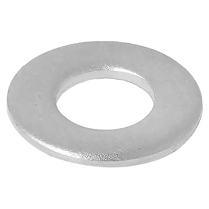 Profi Depot Unterlegscheibe A2Außendurchmesser: 7 mm, 100 Stk., Edelstahl - Nahaufnahme einer Unterlegscheibe aus Metall, glänzend und robust, ideal für sichere Verbindungen.