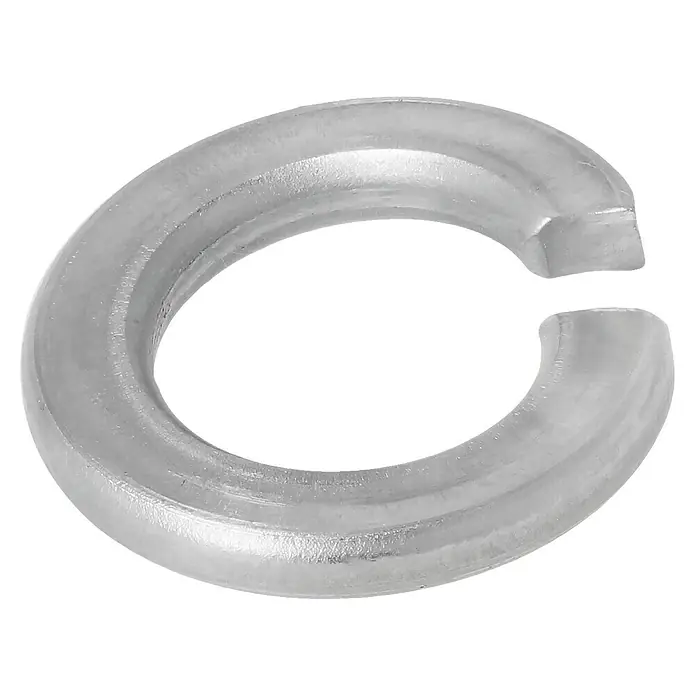 Federring A2 - Innendurchmesser: 8,1 mm, Edelstahl, 8 Stk. - Nahaufnahme einer transparenten Federscheibe, die ihre spiralförmige Form und Materialbeschaffenheit hervorhebt.