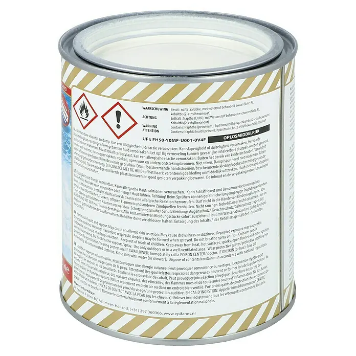 Epifanes Yachtlack Mono-Urethan - Arktisweiß 3248, 750 ml - Epifanes Bootslack Dose mit Warnhinweisen zu Inhaltsstoffen und Gefahren.