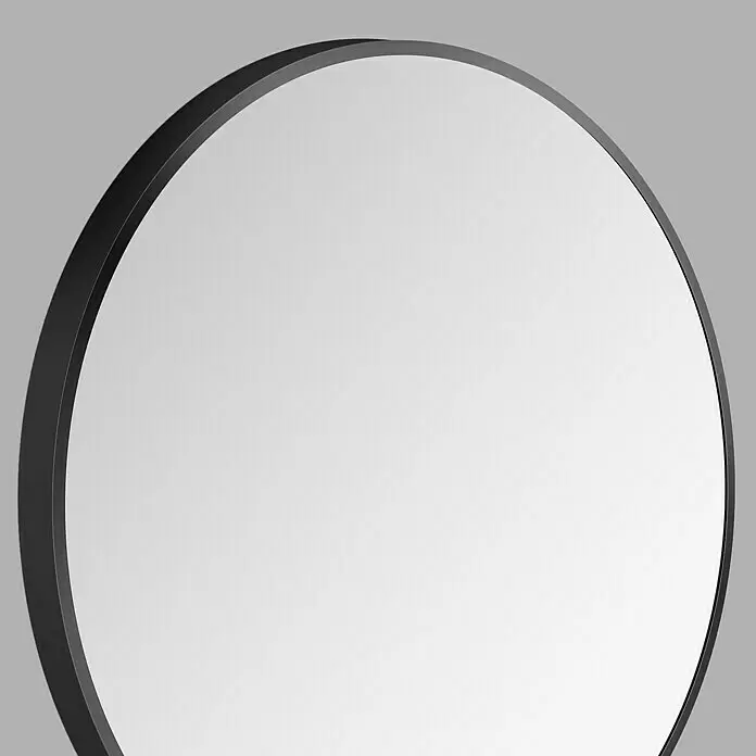 DSK Wandspiegel Silver Coiffeur - Durchmesser: 80 cm, Schwarz - Runder Spiegel mit elegantem schwarzem Rahmen.