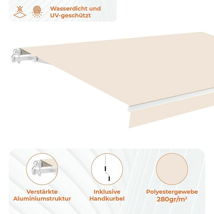 SmartSun Gelenkarmmarkise OriginalBeige, Breite: 3 m, Ausfall: 2 m Use Shot