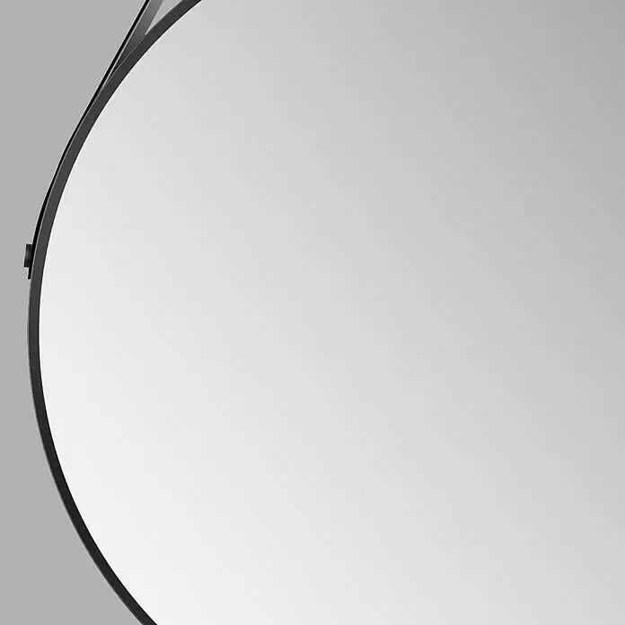 DSK Wandspiegel Silver Coiffeur - Durchmesser: 80 cm, Schwarz - Gebogener weißer Studio-Reflektor mit schwarzem Rahmen.