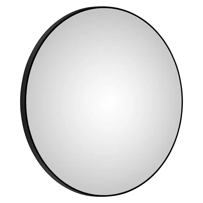 DSK Wandspiegel Silver Globo - Durchmesser: 120 cm, Schwarz - Nahaufnahme eines runden Spiegels mit einem schlichten schwarzen Rahmen vor einem neutralen Hintergrund.