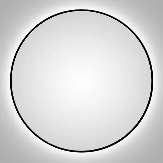 DSK Lichtspiegel Silver Globo - Durchmesser: 100 cm, Schwarz, Leuchtmittel - Runde Wandleuchte mit schwarzem Rahmen und subtiler Hintergrundbeleuchtung für stimmungsvolle Akzente in jedem Raum.