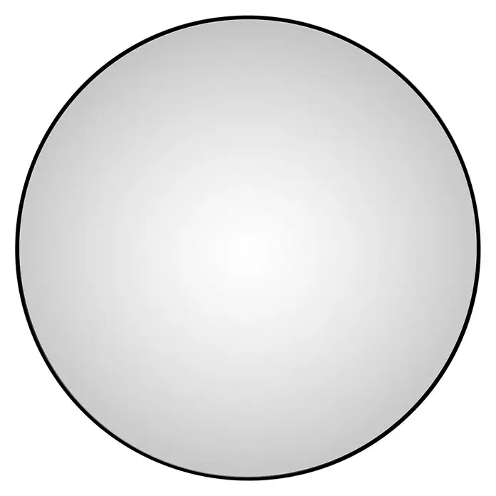 DSK Wandspiegel Silver Globo - Durchmesser: 120 cm, Schwarz - Ein kreisförmiger Spiegel mit einem eleganten, dunklen Rahmen vor einem neutralen, schwarzen Hintergrund. Perfekt für jeden Raum.