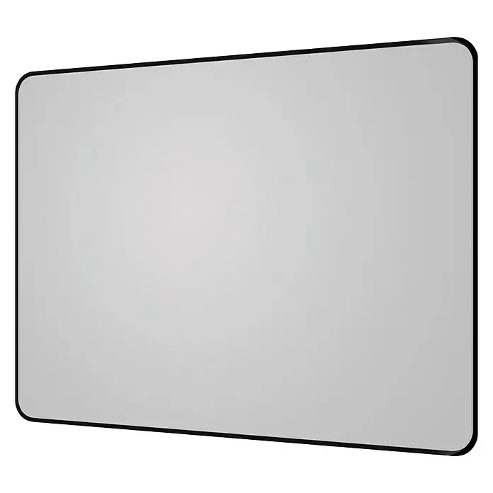 DSK Wandspiegel Black Magico - 80 x 60 cm, Schwarz - Ein rechteckiger Monitor mit abgerundeten Ecken und einem schmalen, schwarzen Rahmen vor einem schwarzen Hintergrund.