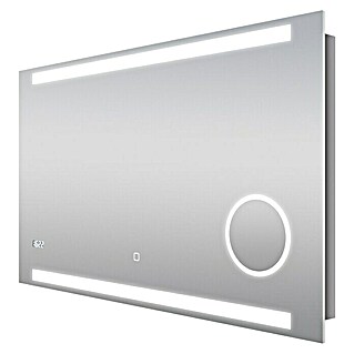 DSK LED-Lichtspiegel Silver Rey (100 x 60 cm, Uhr)
