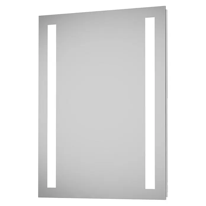 DSK Lichtspiegel Silver Dream - 50 x 70 cm - Ein quadratischer LED-beleuchteter Spiegel mit zwei vertikalen Lichtstreifen an den Seiten, ideal für Badezimmer. Sorgt für moderne Beleuchtung.