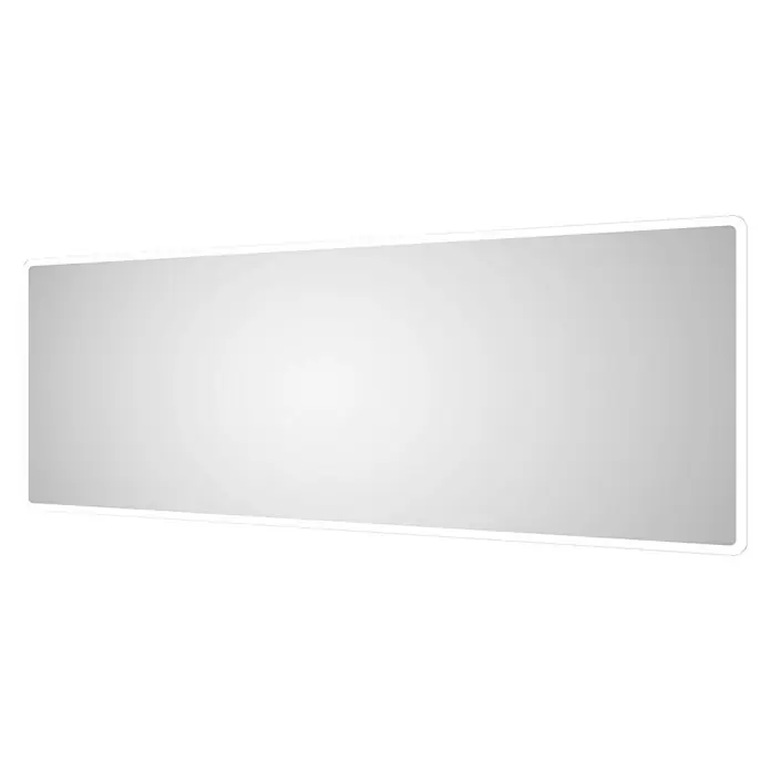 DSK Lichtspiegel Silver Luna - 180 x 70 cm - Die Abbildung zeigt einen rechteckigen LED-Spiegel mit einem schlanken, weißen Rahmen auf einem schwarzen Hintergrund. Ideal für modernes Baddesign.
