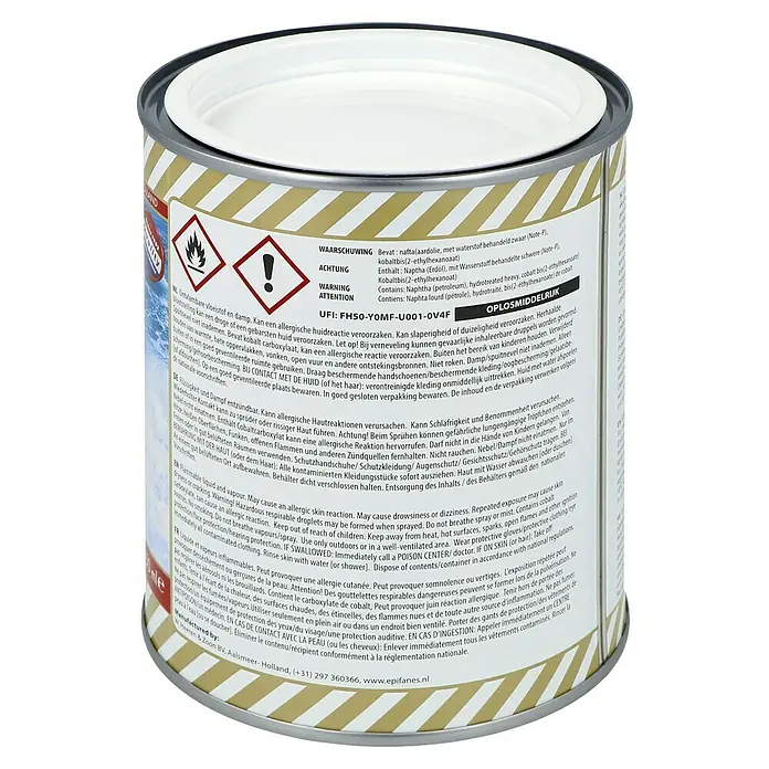 Epifanes Yachtlack Mono-Urethan - Weiß 3100, 750 ml - Dose Epifanes Lack, entzündbare Flüssigkeit und Dampf, kann allergische Hautreaktionen verursachen, mit Sicherheitswarnungen.