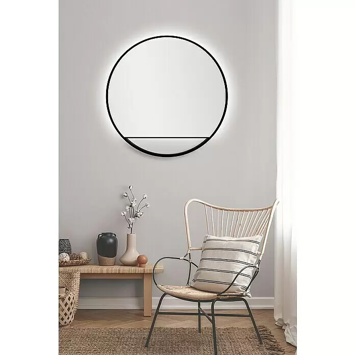 DSK Lichtspiegel Silver Cosmos - Durchmesser: 80 cm, Schwarz, Leuchtmittel - Stimmungsaufnahme