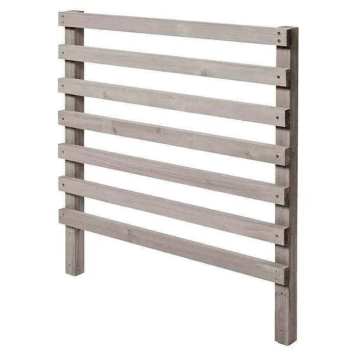 Butenkist Zierspalier Rieke75 x 65 cm, Warm Grey - Grau lackiertes Holzpaneel mit horizontalen Latten und vertikalen Stützen, ideal als Sichtschutz oder dekoratives Element für den Garten.
