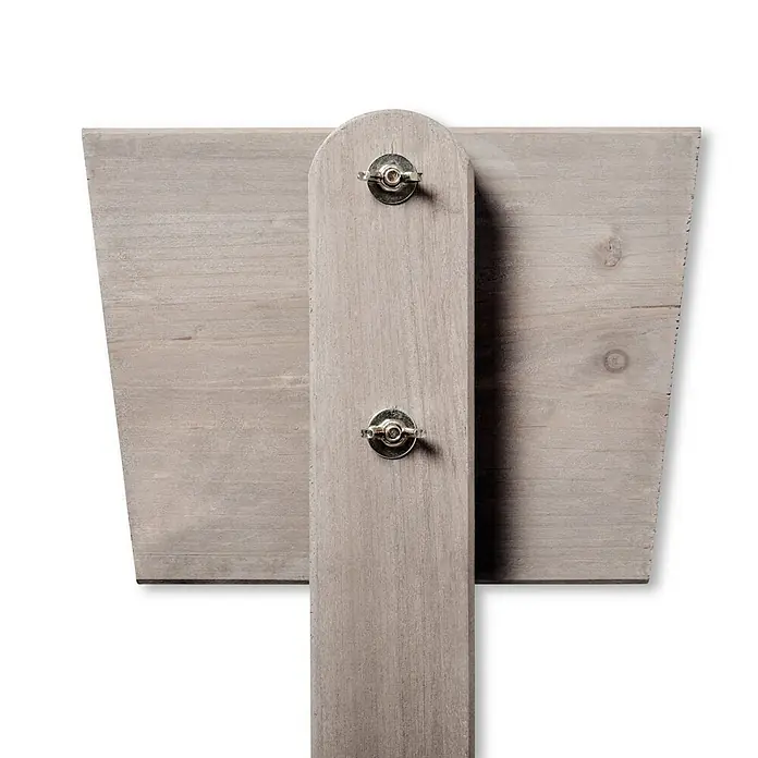 Butenkist Hochbeet Freyja - 76 x 43 x 120 cm, Holz, Warm Grey - Nahaufnahme einer grauen Holzstaffelei, die die verstellbare Rückseite des Produkts zeigt, ideal für Künstler und Präsentationen.