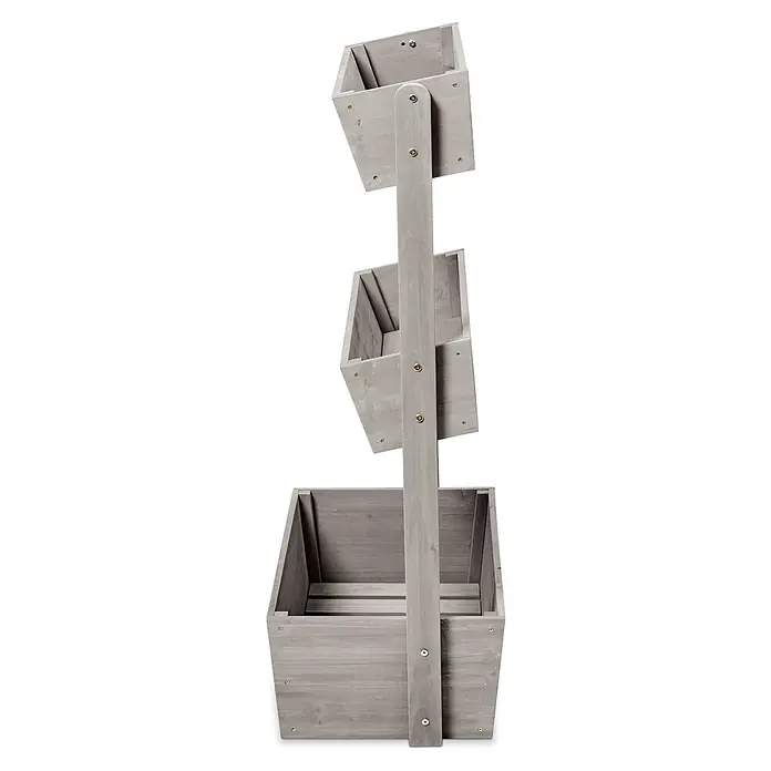 Butenkist Hochbeet Freyja - 76 x 43 x 120 cm, Holz, Warm Grey - Grauer Pflanzkasten mit drei Etagen. Der Pflanzkasten ist aus Holz gefertigt und hat eine schöne, natürliche Optik. Ideal für den Garten oder Balkon.