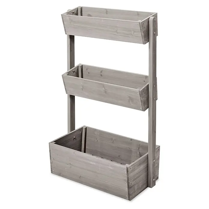 Butenkist Hochbeet Freyja - 76 x 43 x 120 cm, Holz, Warm Grey - Dreistufiger Hochbeet-Pflanzkasten aus Holz für den Garten oder Balkon. Ideal für Kräuter, Gemüse oder Blumen.