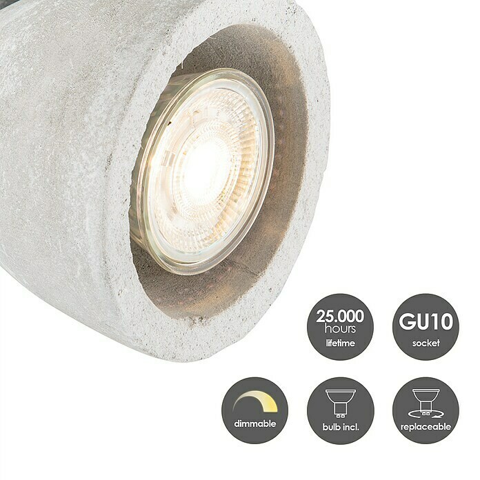 Home Sweet Home LED-Deckenstrahler Vedi (5,8 W, L x B x H: 9,5 x 9,5 x 17,5 cm, Beton, Warmweiß, 1 Stk.) | BAUHAUS