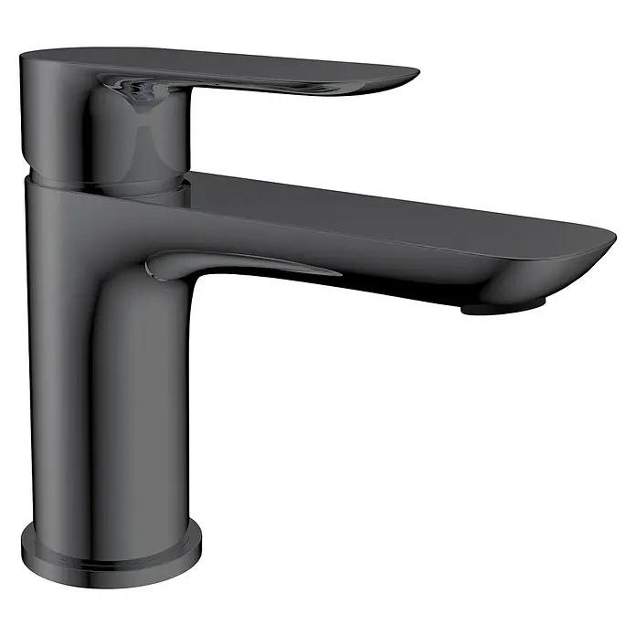 IO Cassio Grifo de lavabo - Titanio - Elegante y moderno grifo de lavabo negro con un diseño minimalista. Perfecto para agregar un toque de elegancia a cualquier baño.