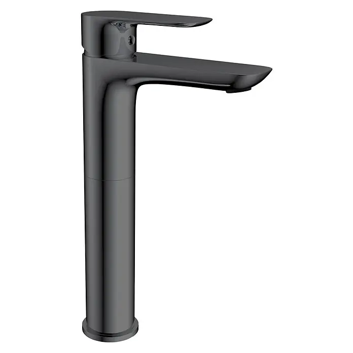 IO Cassio Grifo de lavabo alto - Titanio - Elegante grifo cromado oscuro. Su diseño delgado y el caño redondeado hacen de este grifo un verdadero punto de atracción en cualquier baño.
