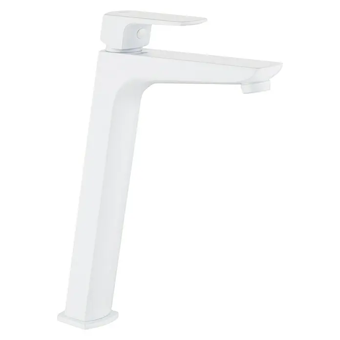 IO Marriot Grifo de lavabo alto - Blanco - Un moderno grifo mezclador de lavabo alto en blanco. Perfecto para un baño elegante y un uso cómodo diario.