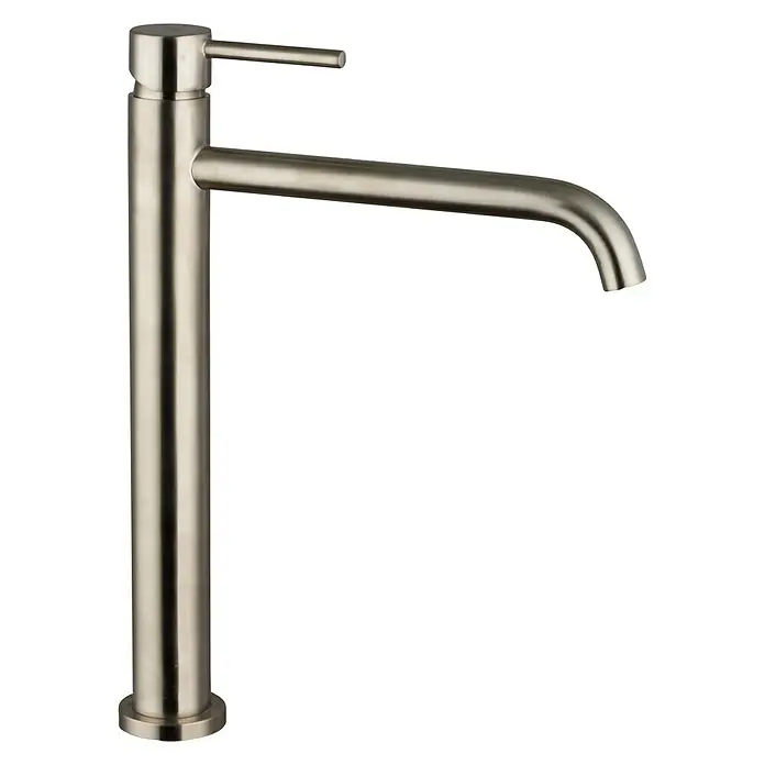 IO Sirio Grifo de lavabo alto - Níquel - Elegante grifo de níquel cepillado. Diseño de alta calidad para baños modernos, ideal para añadir elegancia al lavabo.