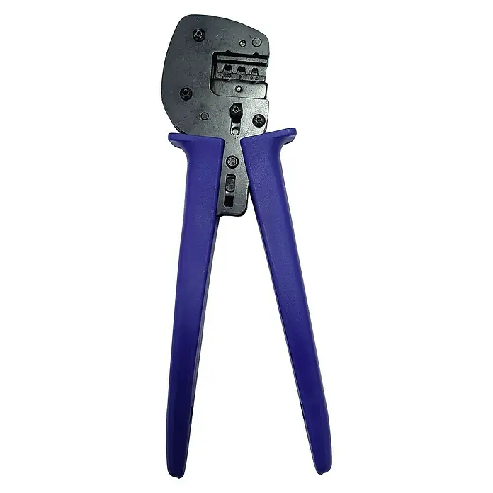 Crimpadora Koban - Azul, MC4 - Herramienta de crimpado con mangos azules y cabezal negro, ideal para diferentes terminales y conectores, perfecta para instalaciones eléctricas profesionales.