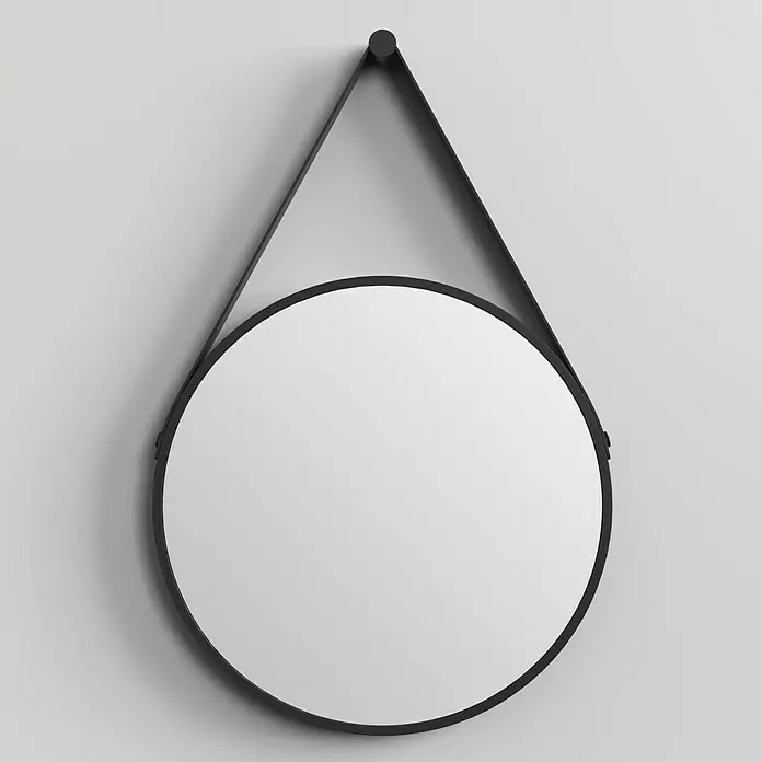DSK Wandspiegel Silver Coiffeur - Durchmesser: 50 cm, Schwarz - Stilvoller runder Spiegel mit schwarzem Rahmen und Aufhängung. Perfekt für moderne Interieurs und als dekoratives Element im Raum.