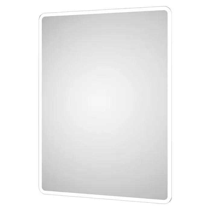 DSK Lichtspiegel Silver Luna - 80 x 60 cm - Ein elegantes, rechteckiges Deko-Tablett mit abgerundeten Ecken und einem schmalen, weißen Rahmen, das einen modernen Akzent setzt.