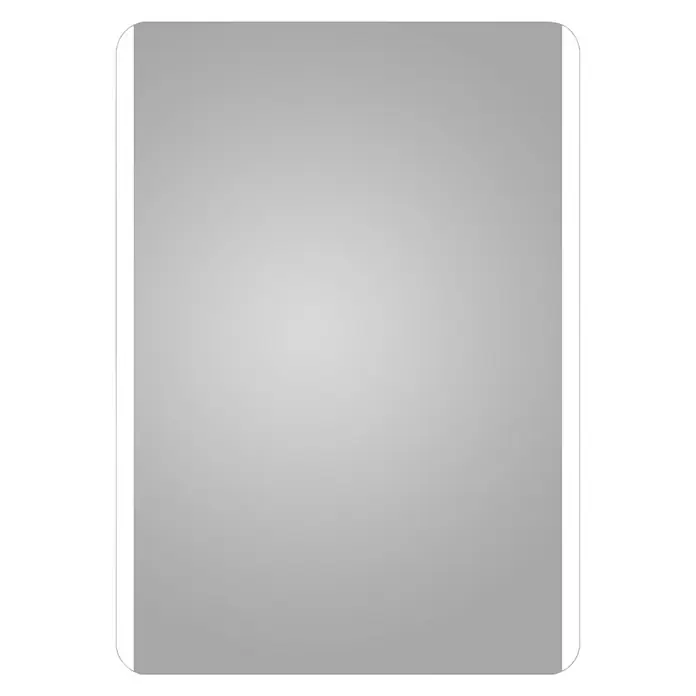 DSK Lichtspiegel Chrystal Bonito - 50 x 70 cm, Silber, Leuchtmittel - Das Bild zeigt einen eleganten, rechteckigen Spiegel mit abgerundeten Ecken und einer hellen Umrandung, ideal für moderne Badezimmer.