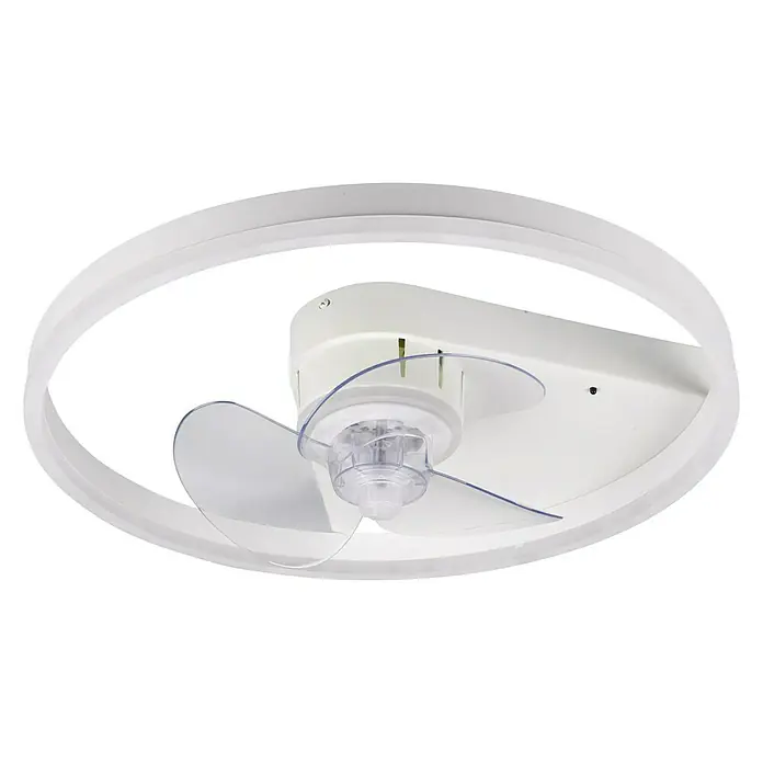 Trio Lighting Ventilador de techo Borgholm - Blanco, 50 cm, 30 W, Blanco cálido - Un ventilador de techo blanco con luz LED circular, ideal para espacios modernos y una refrigeración eficiente.