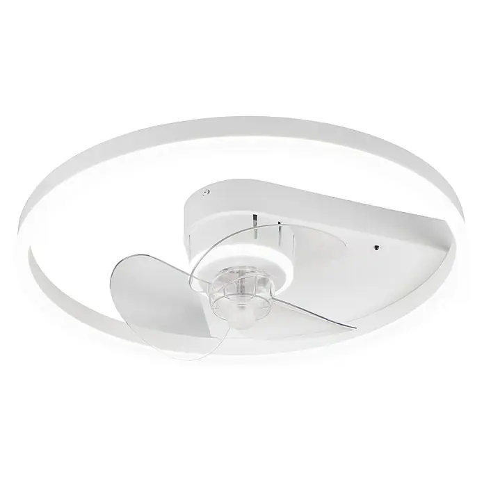 Trio Lighting Ventilador de techo Borgholm - Blanco, 50 cm, 30 W, Blanco cálido - Lámpara de techo moderna con ventilador integrado. El diseño elegante y redondo con iluminación LED crea un ambiente agradable.