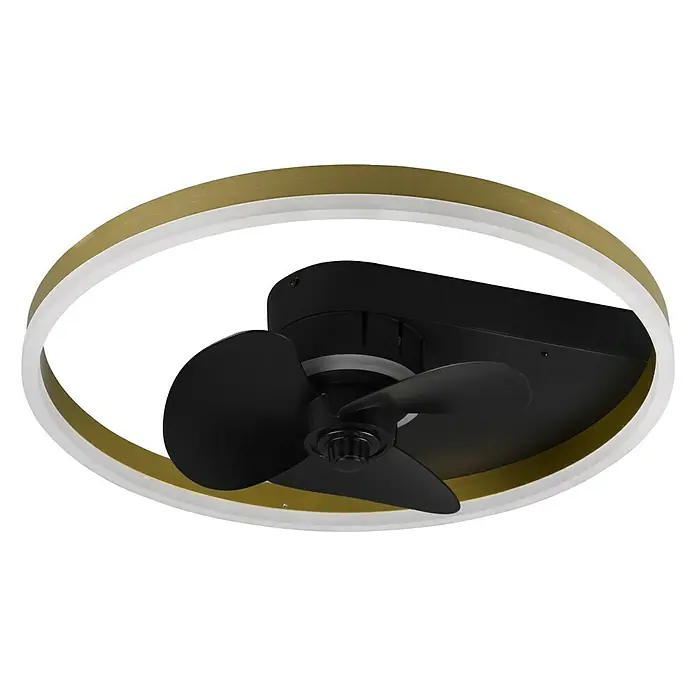 Trio Lighting Ventilador de techo Borgholm - Negro, 50 cm, 30 W, Blanco cálido - Ventilador de techo con anillo LED: Un accesorio de iluminación moderno para cualquier habitación, que ofrece luz y aire.