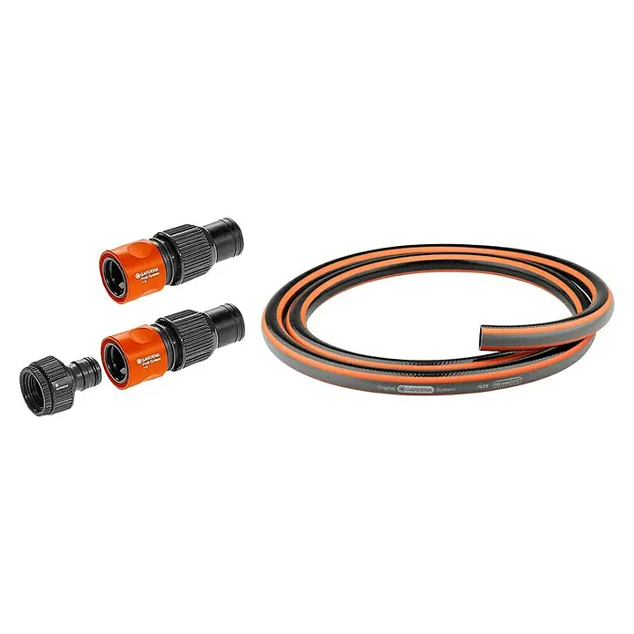 Gardena Anschlussgarnitur - Schlauchdurchmesser: 19 mm - Gardena Schlauch-Set mit flexibler Schlauchleitung und Original Gardena System Schnellkupplungen für eine einfache und sichere Verbindung.