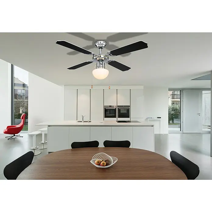 Ventilador de techo Champion - Negro, 106,6 cm, 50 W - Ventilador de techo de cinco aspas con lámpara integrada, que ofrece un diseño moderno y elegante para cualquier habitación.