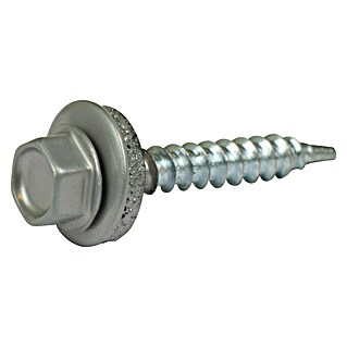Plaatschroef VZ Dak & Gevel (Ø x l: 4,9 x 35 mm, Staal, 6-Kant, Zeskantkop, Zilver)