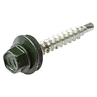Plaatschroef VZ Dak & Gevel (Ø x l: 4,9 x 35 mm, Staal, 6-Kant, Zeskantkop, Flessengroen)