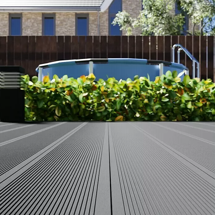 WPC-Terrassendiele - 300 x 19 x 1,6 cm, Grau - Stimmungsaufnahme