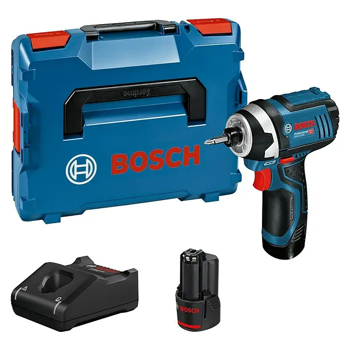 Bosch Professional Akku-Drehschlagschrauber GDR 12V-105 - 12 V, 2 Akkus, 2 Ah - Bosch Akku-Schlagschrauber-Set mit Koffer, Akku und Ladegerät. Ein robustes und vielseitiges Werkzeug für Profis und Heimwerker.