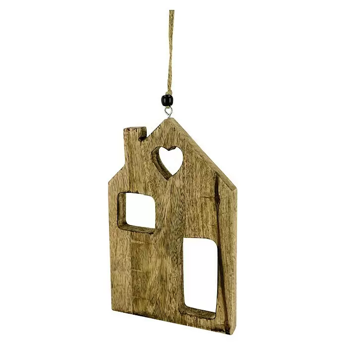 Deko-Anhänger Haus - 14 x 21 cm, Natur - Detailaufnahme
