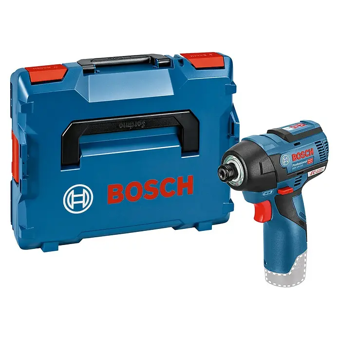 Bosch Professional AMPShare 18V Akku-Drehschlagschrauber GDR 12V-110 - 12 V, Ohne Akku - Das Bild zeigt einen Bosch Akku-Schlagschrauber GDR 12V-110 mit zugehörigem Werkzeugkoffer, ideal für professionelle Anwendungen.