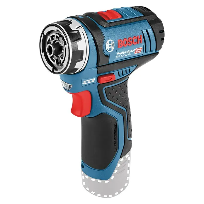 Bosch Professional Akku-Bohrschrauber GSR 12V-15 FC - 12 V, Ohne Akku, 30 Nm - Ein Bosch Professional GSR 12V-15 FC Akku-Bohrschrauber, ideal für schwere Arbeiten, wird mit auswechselbaren Aufsätzen geliefert.