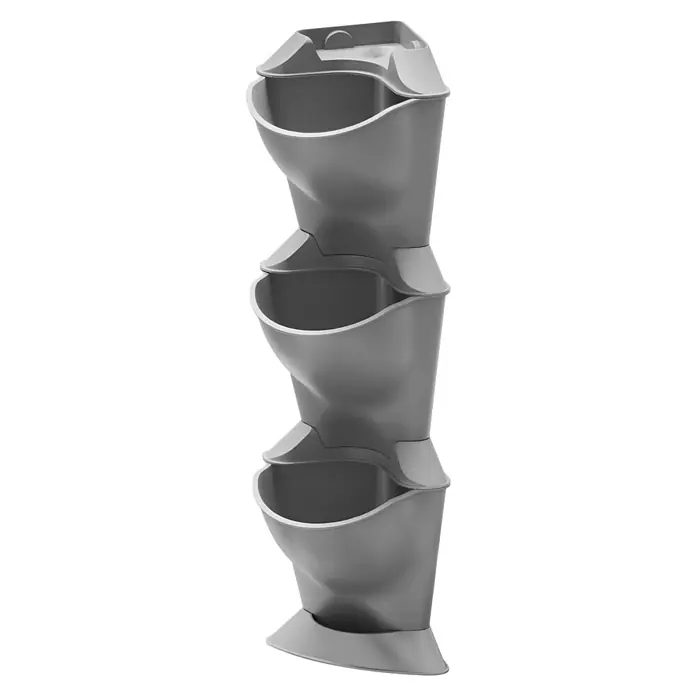 Gardena Blumenkasten-Set NatureUp! Basis Ecke - L x B x H: 17 x 17 x 54 cm - Stufenförmiger Pflanztopf in Grau. Ideal für den Garten, um Pflanzen vertikal anzuordnen und Platz zu sparen. Attraktives Design für drinnen & draußen.