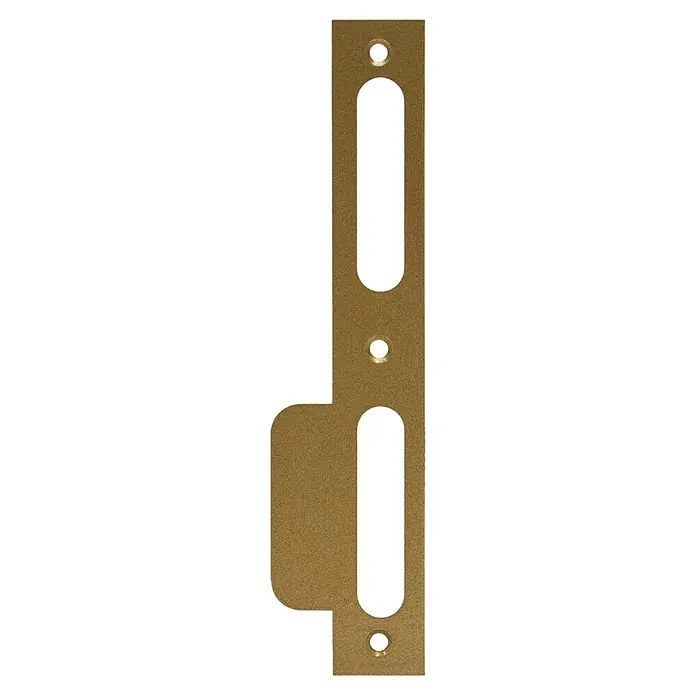 Abus Lappenschließblech LSB170 - DIN Anschlag: DIN-R, L x B: 170 x 24 mm, Gold - Goldene Türschlossfalle mit rechteckiger Form und abgerundetem Ende, die Sicherheit und Stil vereint. Ideal für jedes Zuhause.