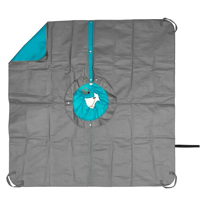 Gardena Formschnittmatte City Gardening - L x B: 150 x 150 cm - Eine graue Outdoor-Wickelunterlage mit türkisfarbenem Einsatz und praktischen Details für unterwegs. Ideal zum Wickeln im Freien.