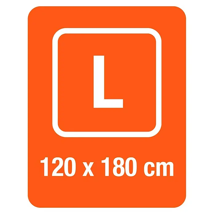 Gardena Pflanzmatte City Gardening - 120 x 180 cm - Orangefarbenes Etikett mit der Aufschrift „L 120 x 180 cm“, das die Größe des Produkts angibt.