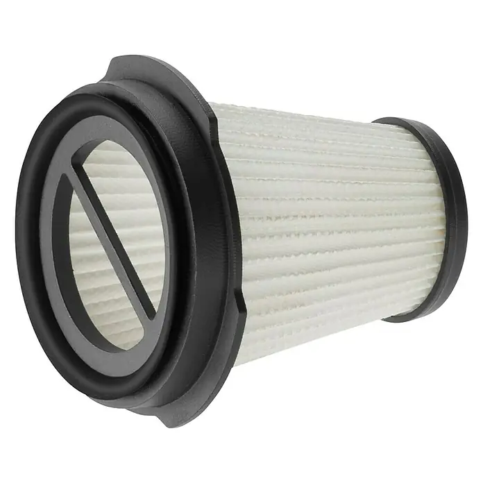 Gardena Filterelement - Passend für: Gardena Akku-Outdoorsauger EasyClean LI - Bild eines Patronenfilters mit schwarzer Kunststoffhalterung und weißem, gefaltetem Filterelement, ideal für Staubsauger oder Luftreiniger.
