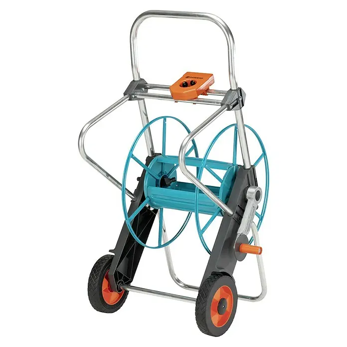 Gardena Schlauchwagen 100 - Metall, Schlauchkapazität: 100 m, 13 mm (1/2") - Ein tragbarer Gartenschlauchwagen mit Rädern für einfachen Transport und Aufbewahrung von Gartenschläuchen.