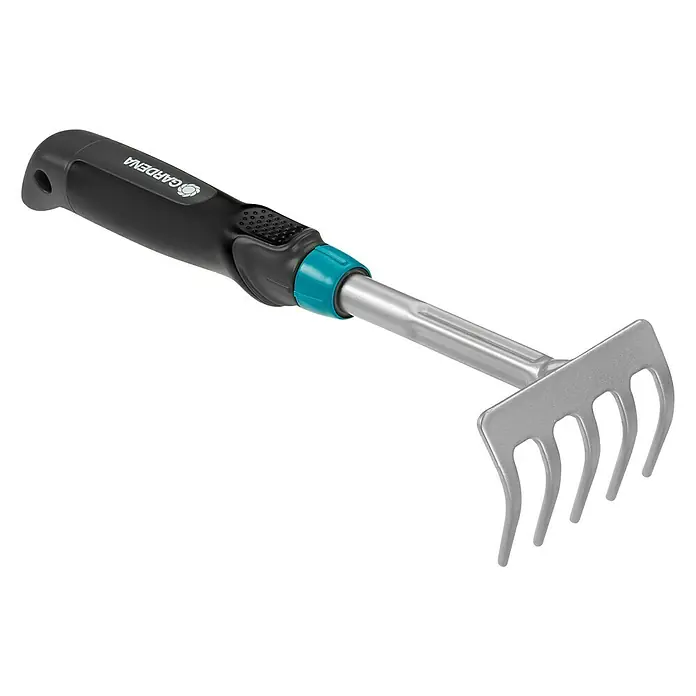 Gardena Comfort Kleingeräte-Set - 3 -tlg. - Gardena Kleingrubber mit schwarzem Griff und blauem Akzent, ideal zum Auflockern des Bodens und zur Gartenpflege.