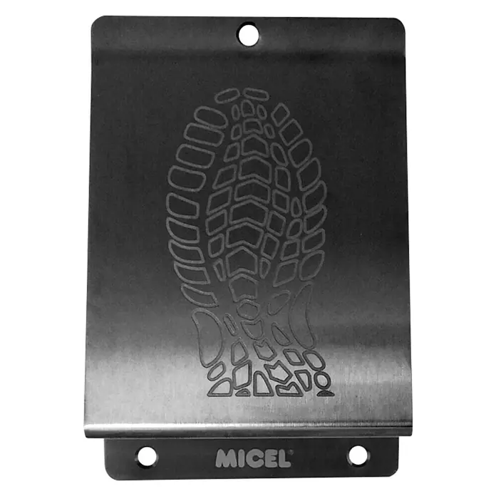 Micel Tope de puerta - L x An: 148 x 98 mm, Negro Mate - Limpiador de zapatos MICEL hecho de metal robusto con un estampado de huella de zapato. Ideal para entradas para eliminar la suciedad.