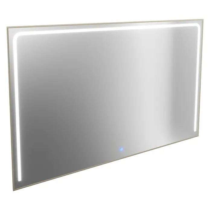 Camargue Marea LED-Lichtspiegel - 120 x 80 cm - Ein rechteckiger LED-beleuchteter Spiegel mit einem dezenten blauen Lichtpunkt.