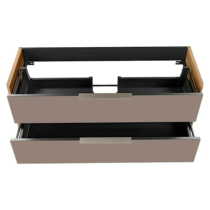 Camargue Marea Waschtischunterschrank - 117 x 38,5 x 48 cm, Goldbronze - Schubladenelement mit zwei Schubladen und Holzrahmen, elegantes Design für moderne Badezimmer oder Küchen.